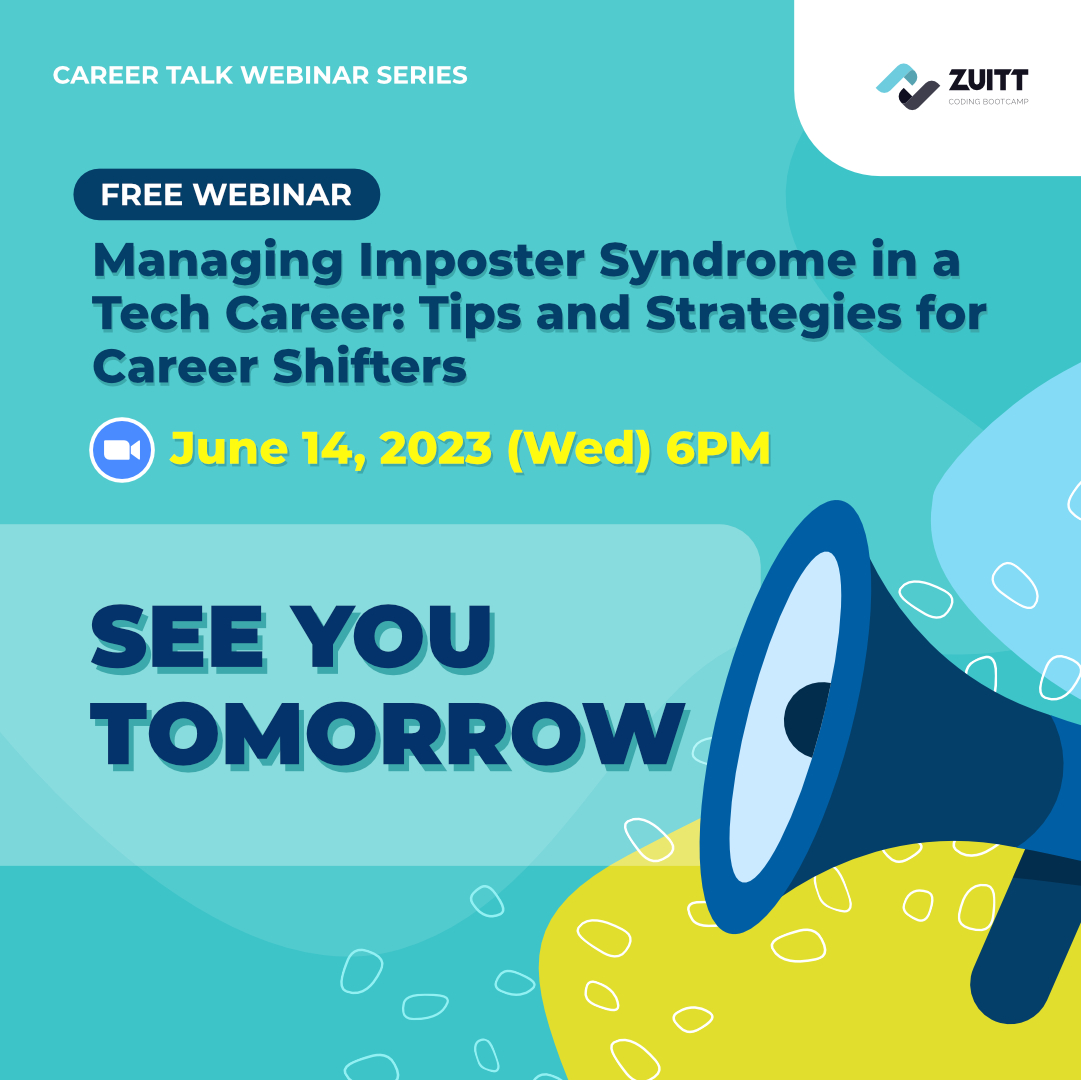 zuittco's tweet photo. Registration is still ongoing for our Free Webinar on Managing Imposter Syndrome in a Tech Career: Tips and Strategies for Career Shifters 👋 See you tomorrow night!

👋 Register here: https://t.co/IC5WgEzLQX

#CareerTalks #FreeWebinar #ZuittCodingBootcamp https://t.co/lqhWZePTZm
