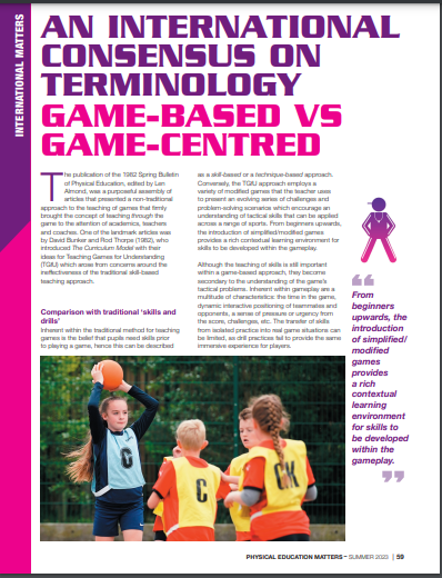 Check out Ellen's <a href="/13Efg/">Ellen Gambles</a> &amp; David's <a href="/Davi4_Gutierrez/">David Gutierrez</a>  published article about our TGfU SIG Consensus Statement in the summer 2023 edition of #PEMatters <a href="/afPE_PE/">Association for Physical Education</a> 

For more information about our statement visit tgfu.info/game-based-con…