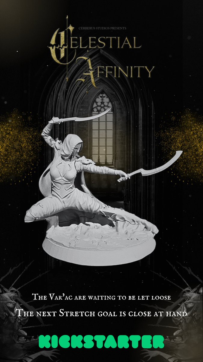 Will the Var'ac make an appearance? It's up to you. The Var'ac Stretch Goal on my Kickstarter is close but not quite there.

Together we can make it happen.

#mortalsreckoning #celestialaffinity #cerberusstudios #newgame #newminiaturecollection #comingsoon