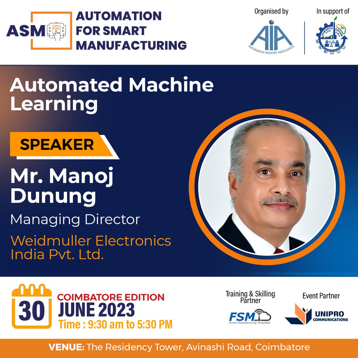 ASM_AUTOMATION's tweet image. @ASM_AUTOMATION takes this opportunity to invite all for an engaging session by Manoj Dunung, MD Weidmuller Electronics Private Limited. He will be sharing his perspective on the Solutions for #AutomatedMachineLearning
Register now attend: lnkd.in/dfyN7pAv
#weidmuller