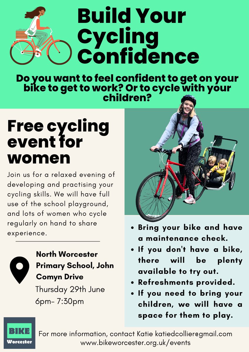 Women in Worcester- are you someone who would like to try cycling, or find the right bike for you? We’ve planned an event for those new, or returning after a long time, to cycling. There will be a big space for practising, lots of different types of bikes and lots of support