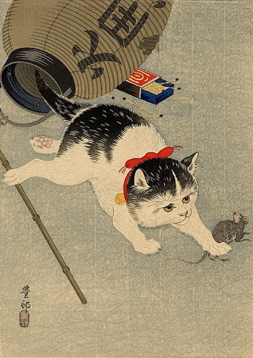 Cat and Paper Lantern, by Ohara Koson, 1930

Other Koson's prints: masterpiece-of-japanese-culture.com/works-of-ohara…

#shinhanga