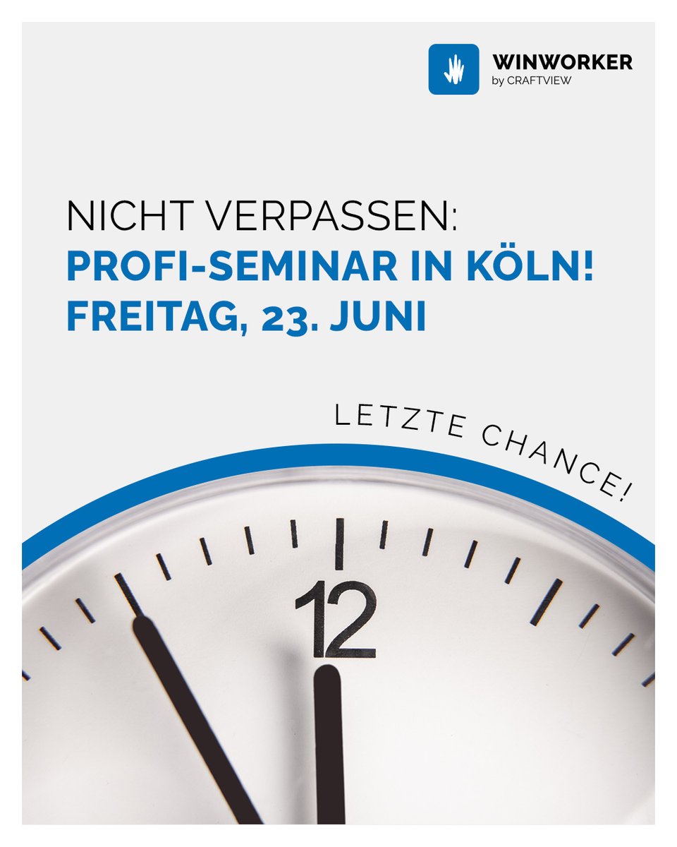 WinWorker's tweet photo. Profi-Seminar in Köln
Sichere dir als WINWORKER Anwender einen der letzten freien Plätze!

➡ https://t.co/F2ndWwdilU

Das WINWORKER-Team

#winworker #software #profisemniar #softwareprofi #schulungen #seminare https://t.co/zrcvMNUfMN