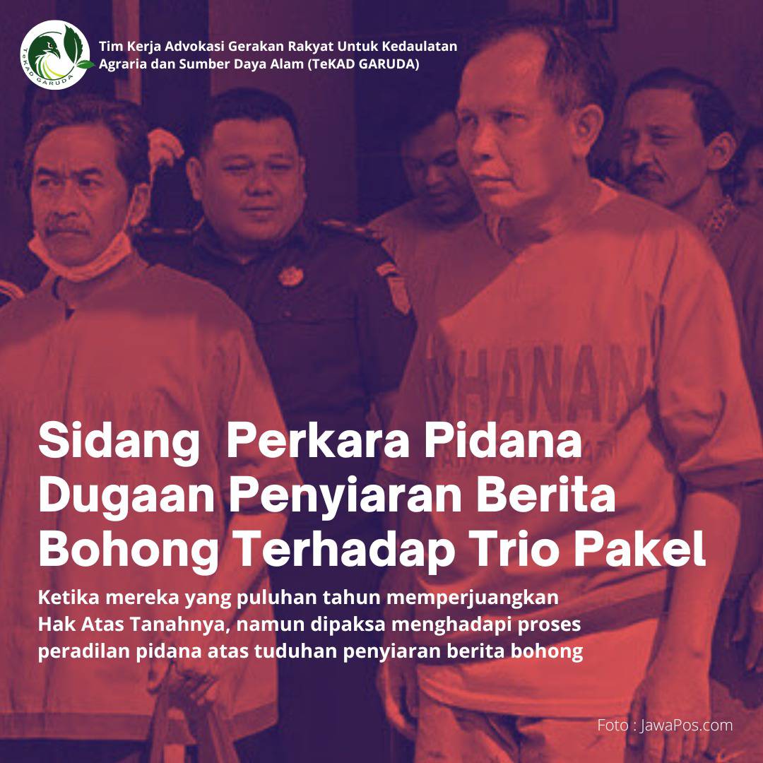 rukunpakel's tweet photo. Mari Kawal &amp; Pantau Sidang Trio Pejuang Pakel
Pemidanaan menjadi trend pembungkaman bagi mereka yang kritis dan berjuang mempertahankan hak asasinya. Tiga warga masyarakat Desa Pakel (Suwarno, Mulyadi dan Untung) adalah para pembela hak asasi manusia (human rights defenders) yang https://t.co/kxzHIw5oD8