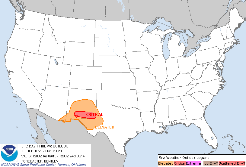 NWSSPC's tweet photo. 2:31am CDT #SPC Day1 #FireWX Critical: portions of southern new mexico https://t.co/Sz3kci5V5F https://t.co/kGrc80X5ba