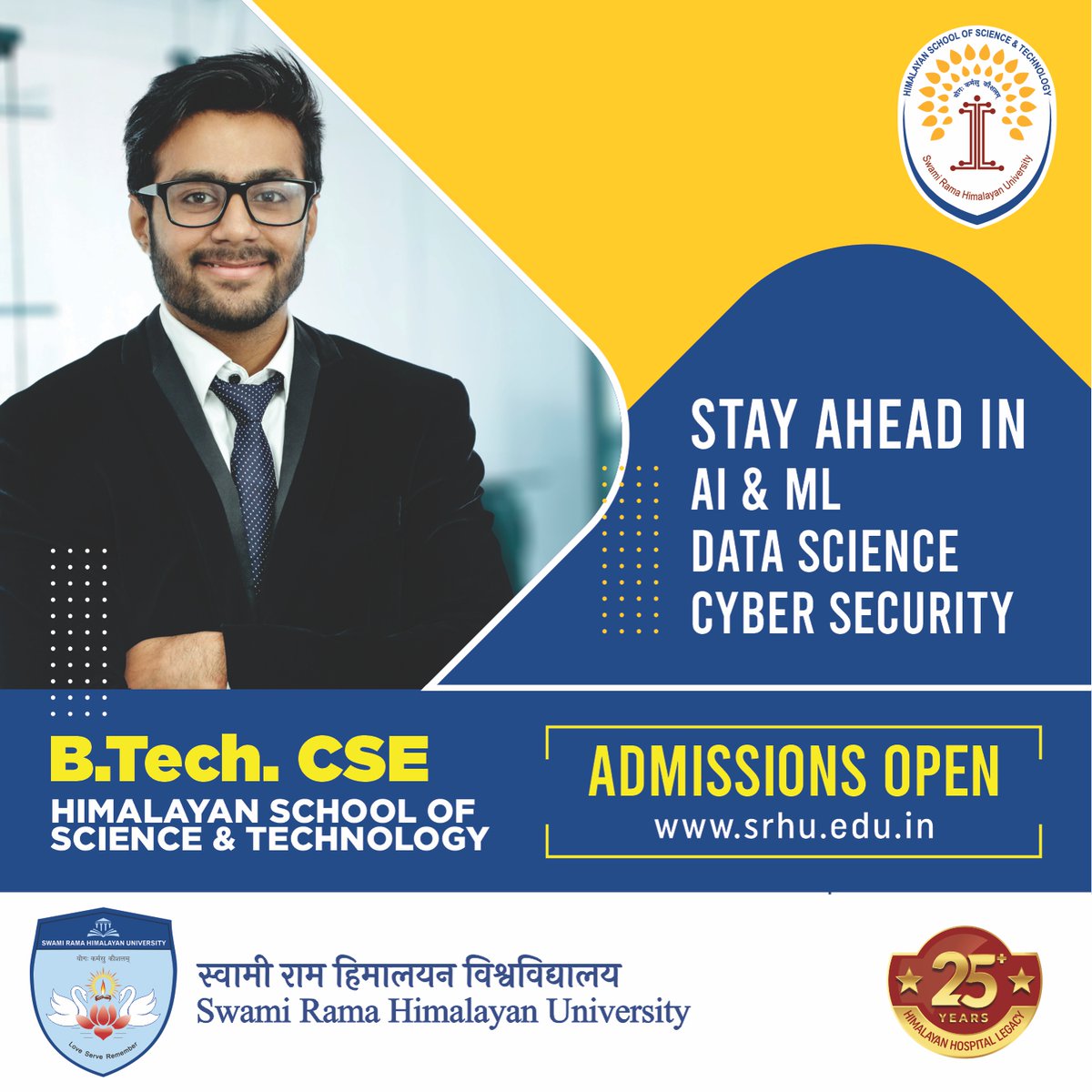 Specialize in Artificial Intelligence & Machine Learning, Data Science & Machine Learning and Cyber Security. Limited Seats!
Visit:
srhu.edu.in/himalayan-scho…
#SRHU #HSST #Engineering #ComputerScience #BTech #CSE #Admissions #Admissions2023 #EngineeringCollege #IT #University