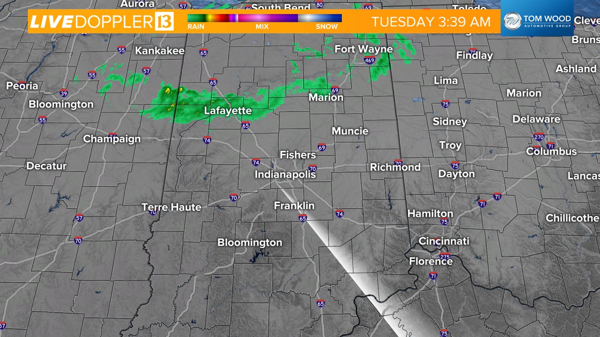 Rain already on the radar this morning.@KellyGreeneWTHR and I have the weather and traffic this morning on #13sunrise.
 #13weather #inwx @WTHRcom