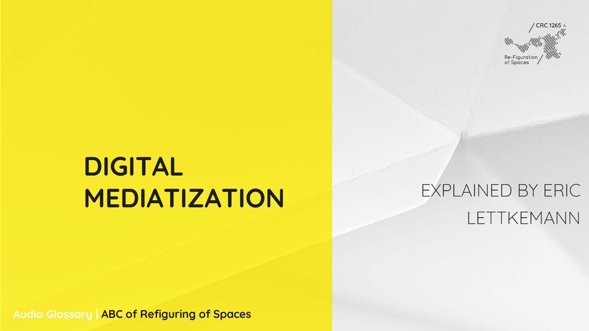 SFB1265's tweet image. This week&apos;s term in our online #audioglossary &quot;ABC of refiguring spaces&quot; is D for &quot;digital mediatization&quot; explained by sociologist Eric Lettkemann🔠🎧📱#wisskomm #spatialresearch #mediatization #digitalization #socialscience 
Listen to it here: sfb1265.de/en/glossary/#d…