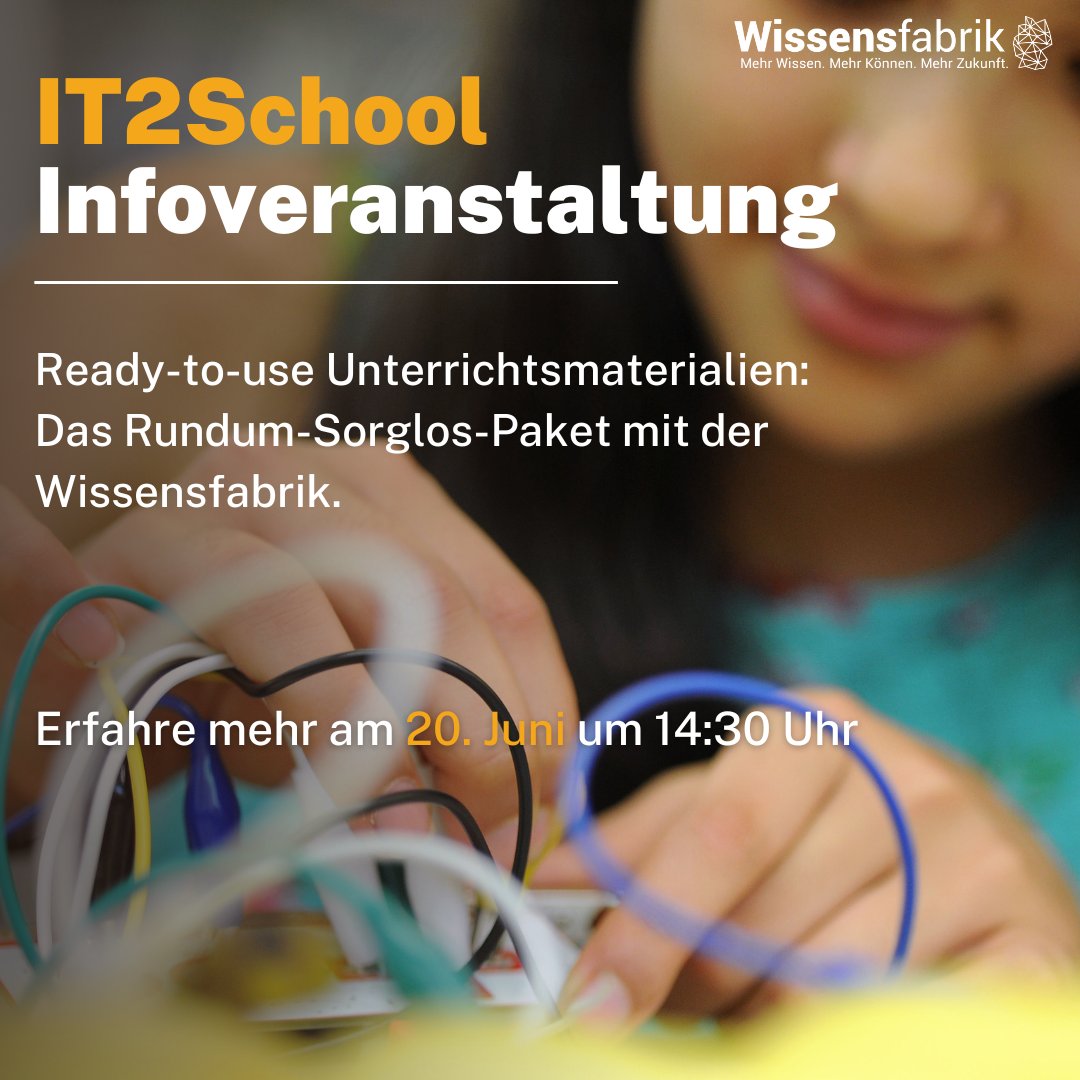 Begeistere deine Schülerinnen und Schüler für IT! Mit IT2School lernen sie ganz spielerisch wie man eine KI erkennt, einen Sprachassistenten programmiert oder wie ein Barcode funktioniert.

Jetzt anmelden! wissensfabrik.de/anmeldung-zur-…

#twlz #unterricht #schule