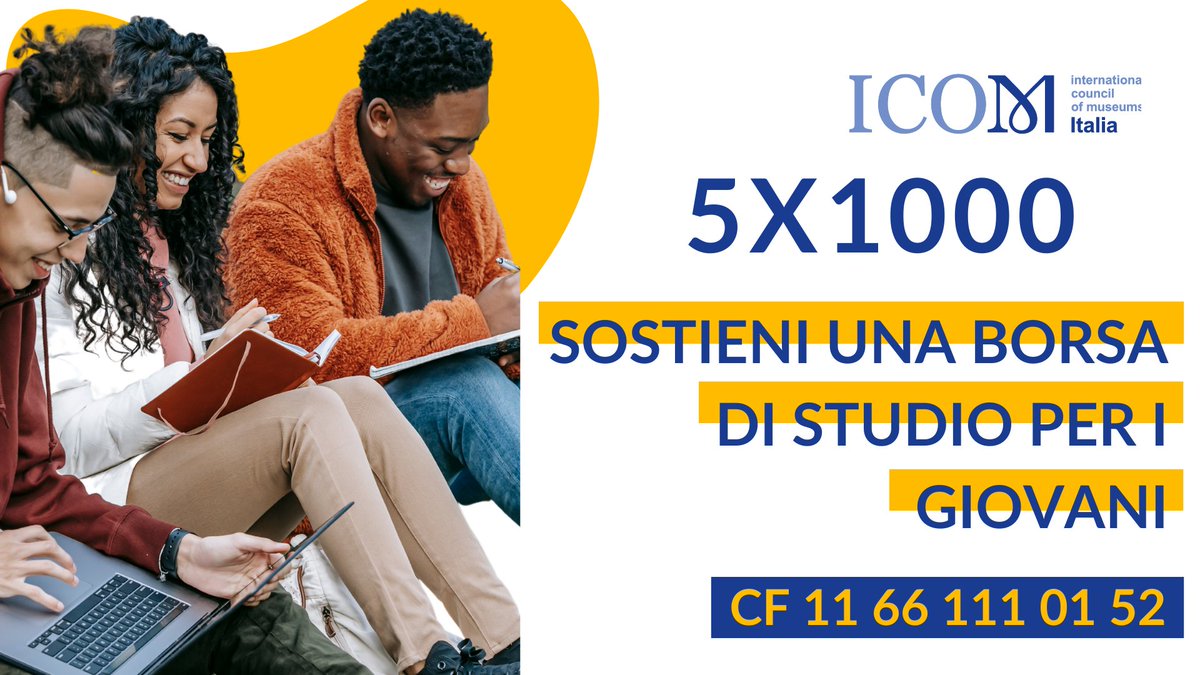 [5X1000 ICOM Italia]
Investi nella crescita professionale – Destina il tuo 5×1000 alle borse di studio promosse da ICOM Italia 🎓

💻 Scopri come donare: icom-italia.org/investi-nella-…
#5x1000ICOMItalia

#ICOMTogether #ICOMItalia #museofuturooggi