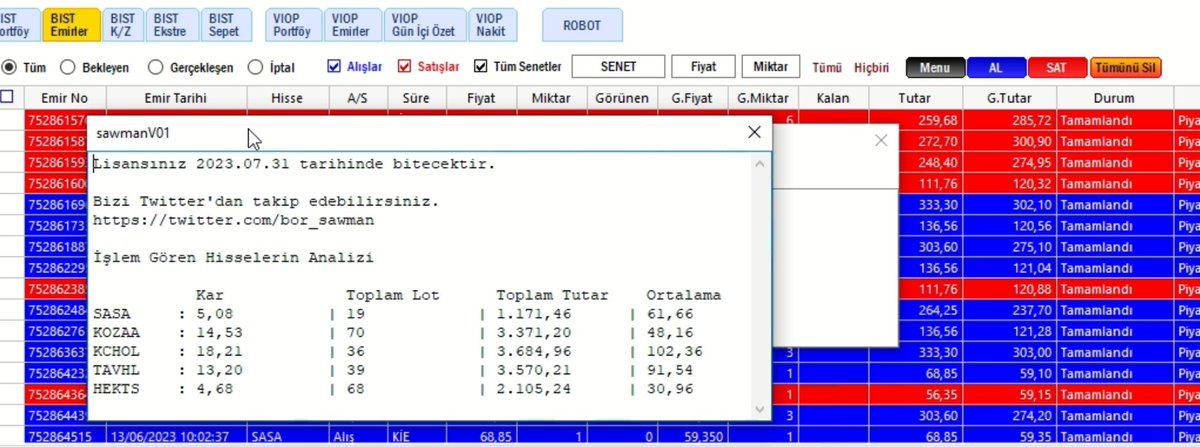 Bor_SawMan's tweet photo. Dün akşama doğru çalıştırdığımız robot🪚🪚.
Çalıştırdığımızdan beri -2 düşüş gördük. İşlemdeki tutar, 15-20 bin civarında. 

Bize katılmak isterseniz, bekleriz.👇

https://t.co/U1RZYMstW9

#sasa #bist100 #kchol #KOZAA #tavhl #HEKTS #dolar #BORSA #Berlusconi https://t.co/8dpmqvCn45