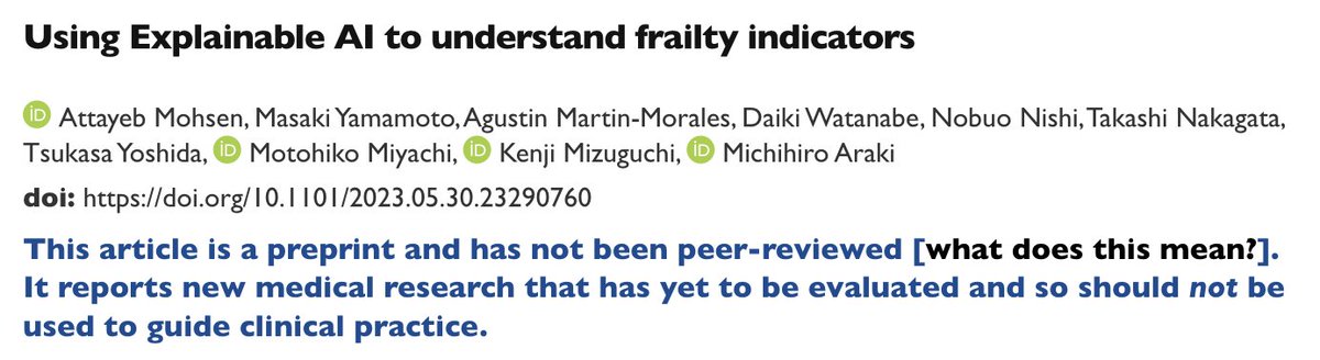 archer_eng's tweet photo. New article was posted on NEWS category.
""(Preprint)Using Explainable AI to understand frailty indicators" has been published."

https://t.co/5N1u6aT3Ky

#artificialintelligence #healthcare #machinelearning #nibiohn https://t.co/eMrbTC3DQW