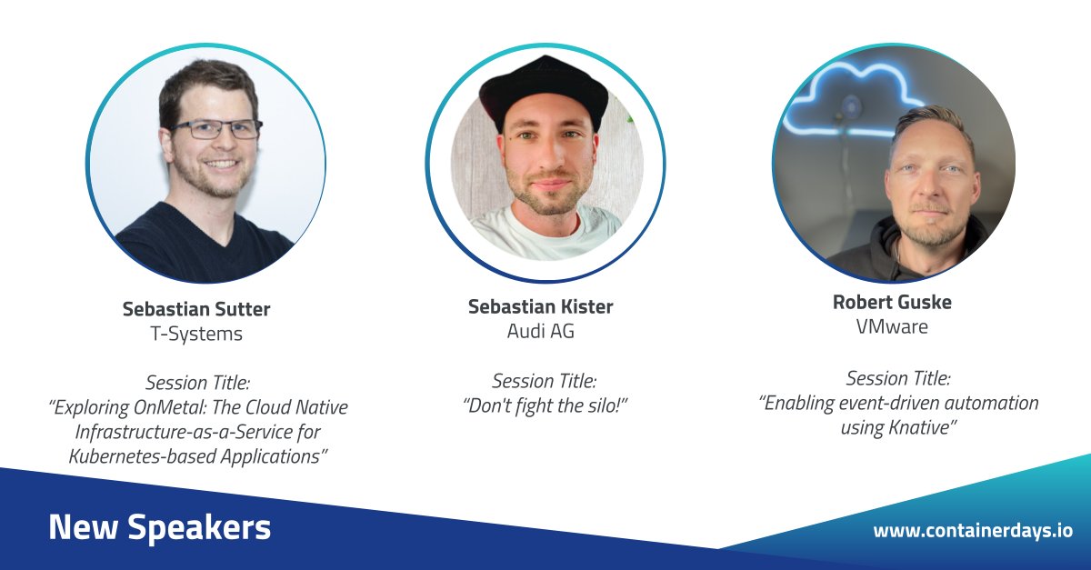 We are proud to announce the talks of Sebastian Sutter from @tsystemscom, @SebastianKister from @Audi and @vmw_rguske from @VMwareTanzu who are speaking at @ConDaysEU 2023🤩🙌

More info on the agenda and speakers🚢 - bit.ly/43ON1Wr

#CDS23 #GoingtoCDS23 #Kubernetes