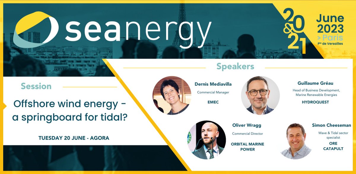 BluesignEvents (@bluesignevents) on Twitter photo Introducing “#Offshorewind #energy - a springboard for tidal?”, the panel session, on June J20th:
🔵 Dernis Mediavilla, <a href="/EMEC_Ltd/">EMEC</a>
🔵 Guillaume Gréau, #HydroQuest
🔵Oliver Wragg, <a href="/Orbitalmarine/">Orbital Marine Power</a>
🔵Simon Cheeseman, <a href="/ORECatapult/">ORE Catapult</a>
#Seanergy2023 👉 lnkd.in/eV7UDrbQ Introducing “#Offshorewind #energy - a springboard for tidal?”, the panel session, on June J20th:
🔵 Dernis Mediavilla, <a href="/EMEC_Ltd/">EMEC</a>
🔵 Guillaume Gréau, #HydroQuest
🔵Oliver Wragg, <a href="/Orbitalmarine/">Orbital Marine Power</a>
🔵Simon Cheeseman, <a href="/ORECatapult/">ORE Catapult</a>
#Seanergy2023 👉 lnkd.in/eV7UDrbQ