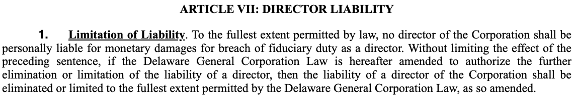 @AlderLaneEggs @ActAccordingly @Keubiko Also in the $TRUP amendments: No director of Trupanion is liable for monetary damages for breach of Fiduciary Duty

Does Delaware law even allow this to be waived?