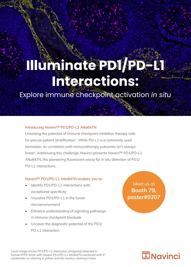 Second day of #EACR2023 is here! Meet our team and celebrate the #launch of our new PD1/PD-L1 interaction assay! Learn how to visualize protein protein interaction and costaining! Read more: navinci.se/pd1-signaling/  #Immunotherapy #CancerResearch #EACR23