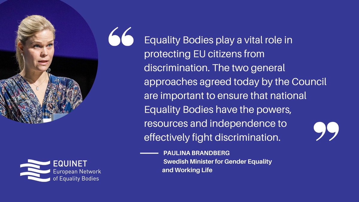 What a great step towards a #UnionOfEquality!🎉

Yesterday, the @EUCouncil agreed on a General Approach to the @EU_Commission's proposals on #StandardsForEqualityBodies, which will make #EqualityBodies better equipped to achieve #Equality.

More resources on Standards ⬇️
