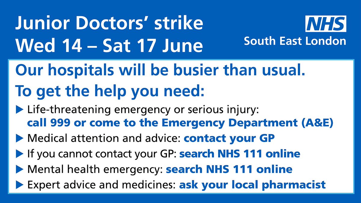 Our hospitals will be busier than usual from 14-17 June so please be aware of the best ways to get the help you need: