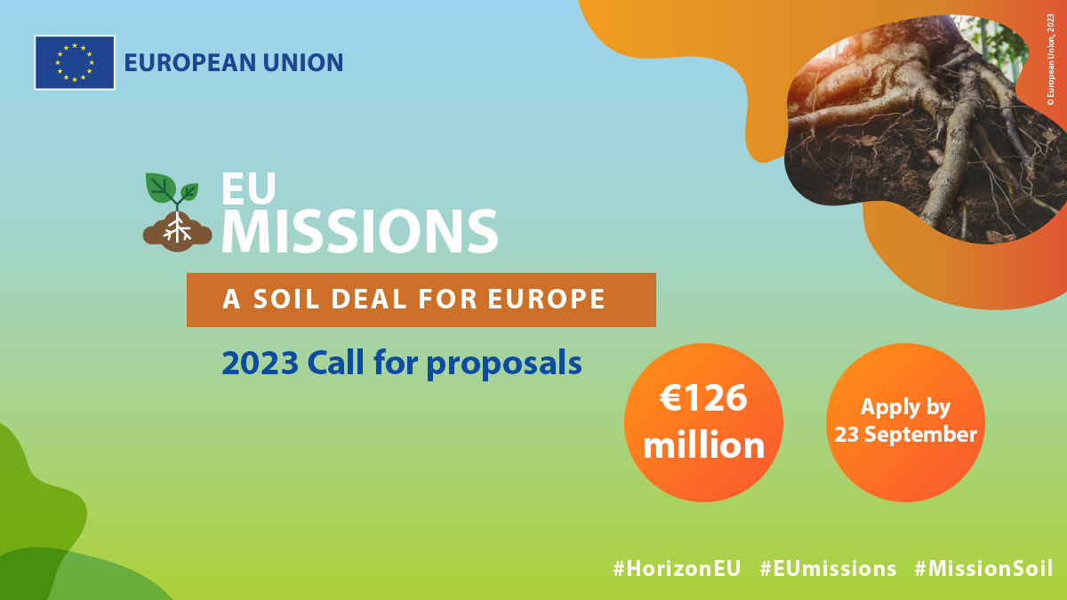 Still3⃣months to apply to the #MissionSoil call!

We are looking for ideas to:
🔸Discover the subsoil
🔸Prevent & combat desertification
🔸Make citizens aware of their impact on #soilhealth

There are9⃣topics open with EUR 126 million🇪🇺funding➡️europa.eu/!8TxbBW

#SaveSoil