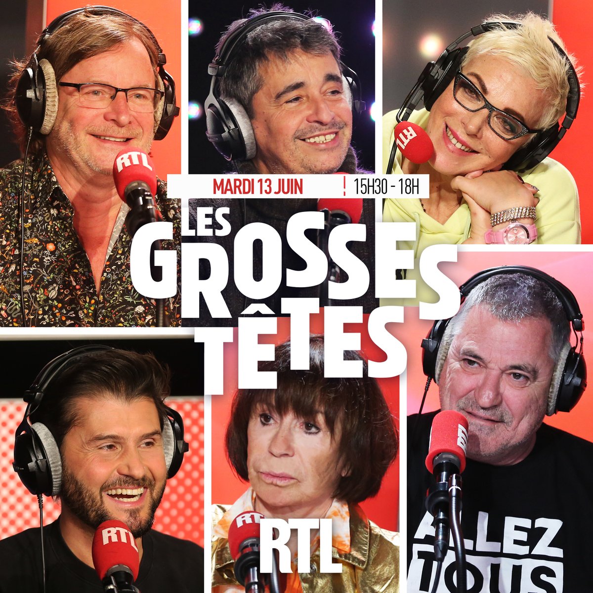 ☀📻 Bonjour à tous ! Découvrez vos Grosses Têtes du jour. Autour de Laurent @ruquierofficiel aujourd'hui : 📺@Tof_Beaugrand 🖊 #MarcelaIacub 😂 @JM_Bigard 🎬 #DanièleEvenou 🎥 #FrançoisRollin 🎙 #ArielWizman ⏲ Coup d'envoi à 15h30 sur @RTL !