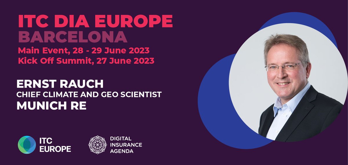 Present at ITC DIA Europe 2023 is Ernst Raush, Chief Climate and Geo-Scientist at Munich Re.

During his career, Ernst always worked on natural hazards and climate change risk management topics.

Have a look at all the other speakers right here:  digitalinsuranceagenda.com/events/itcdia-…