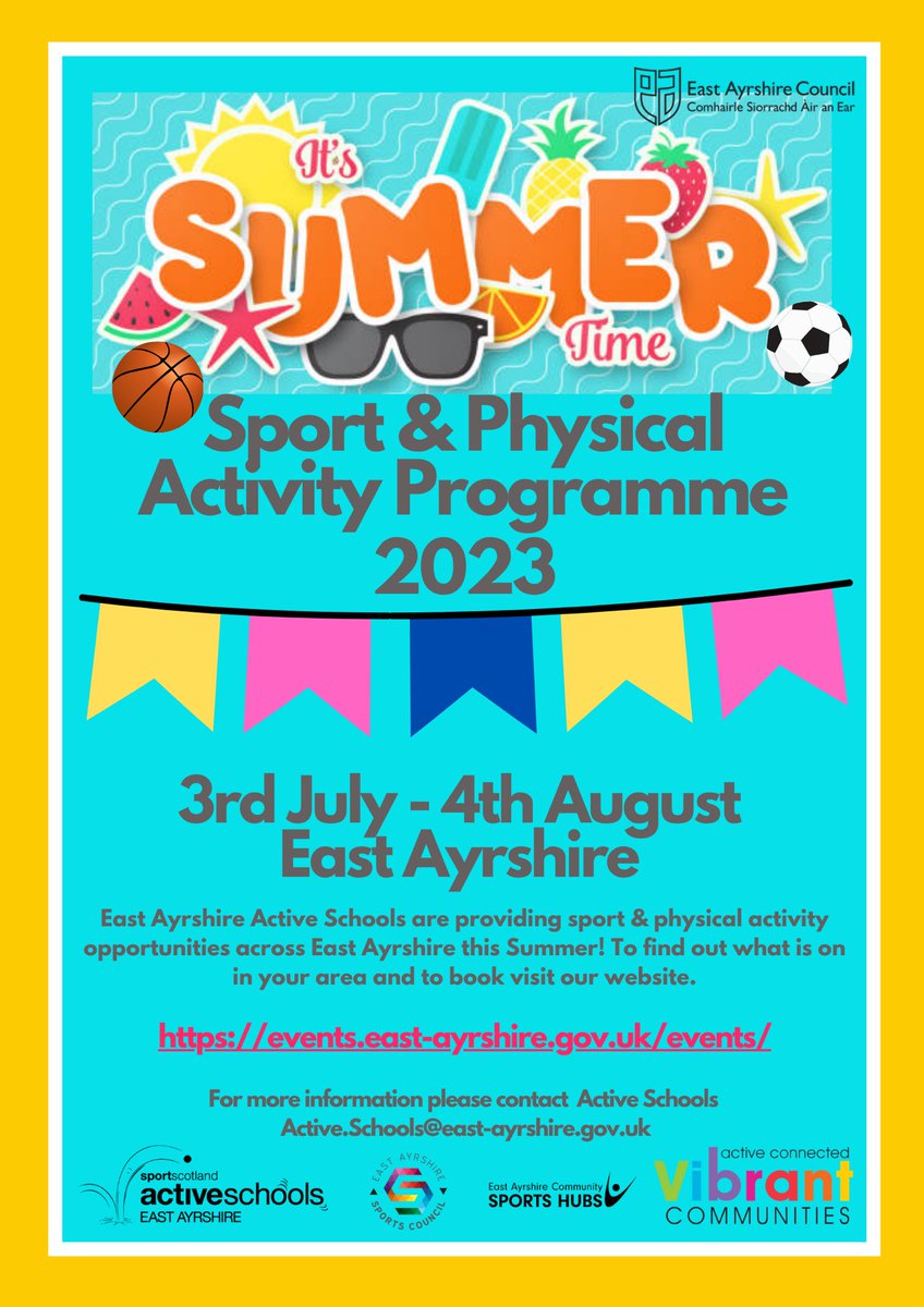 ☀️😎Exciting news! Our summer programme is now LIVE!

Don't miss out on an incredible lineup of FREE activities right in your local area!

Make the most of this summer, there's something for everyone!

Check out the schedule &amp; join the fun! 
events.east-ayrshire.gov.uk/events/

<a href="/EacEducation/">EAC Education</a>