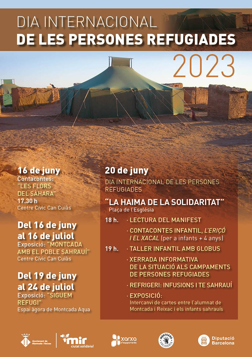 👉 En aquest equipament, es podrà veure entre el 16 de juny i el 16 de juliol l'exposició ‘Montcada amb el poble sahrauí’, realitzada per l’Ajuntament amb la col·laboració de @Refugiats_MiR.

🗓️ L'acte central del programa es farà el 20 de juny, a la plaça de l'Església (18h).