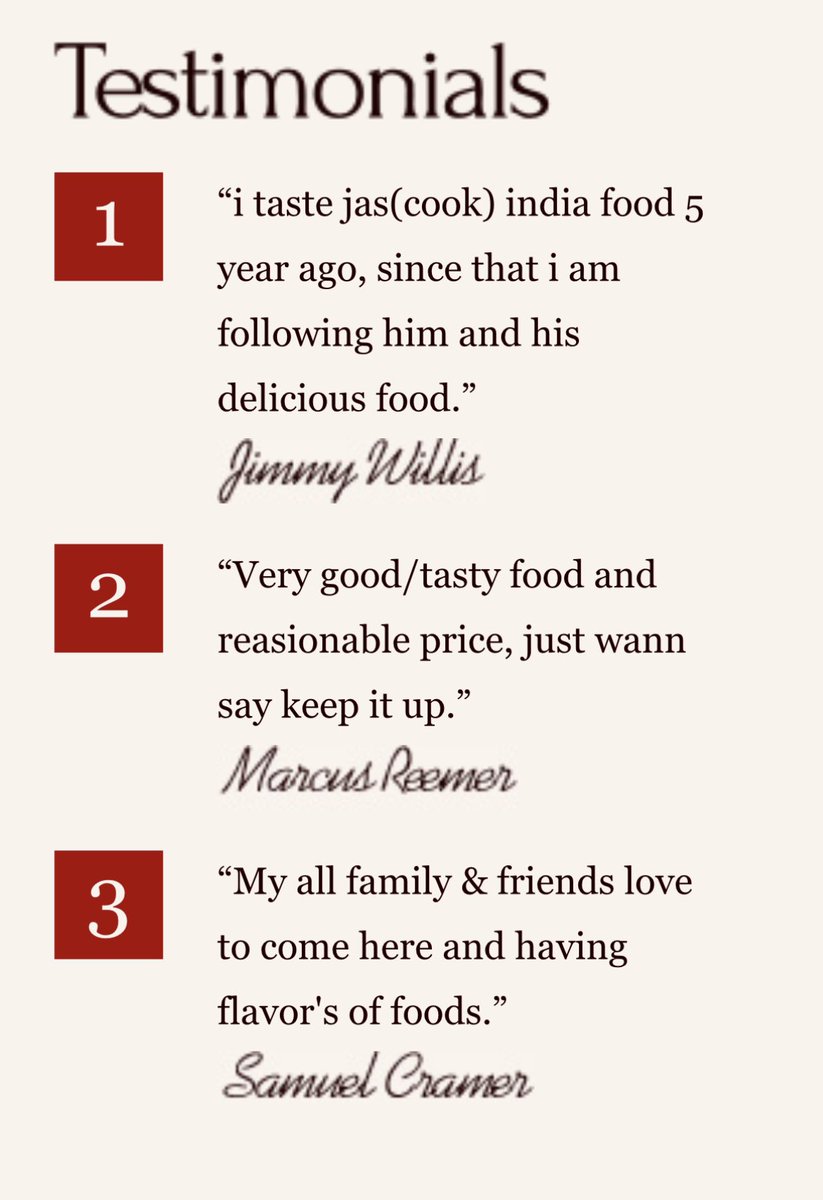 deadhorsebeats's tweet photo. Really fantastic reviews of a local Indian restaurant that were definitely written by Jimmy Willis, Marcus Reemer and Samuel Cramer and definitely not written by Jas (cook) https://t.co/uE8sRvTD4A