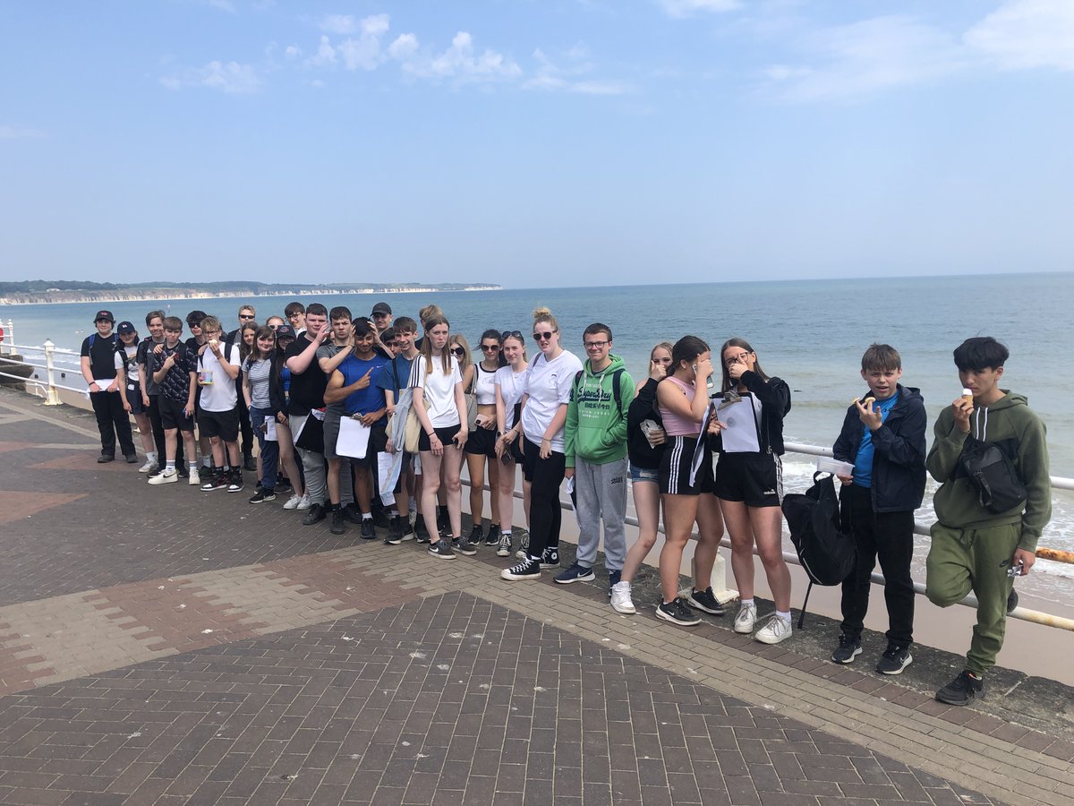 Year 10 geographers are on field trips all this week in Bridlington. These photos are from yesterday with Flamborough head in the distance. Hope they're having a sand-tastic time! ⛱