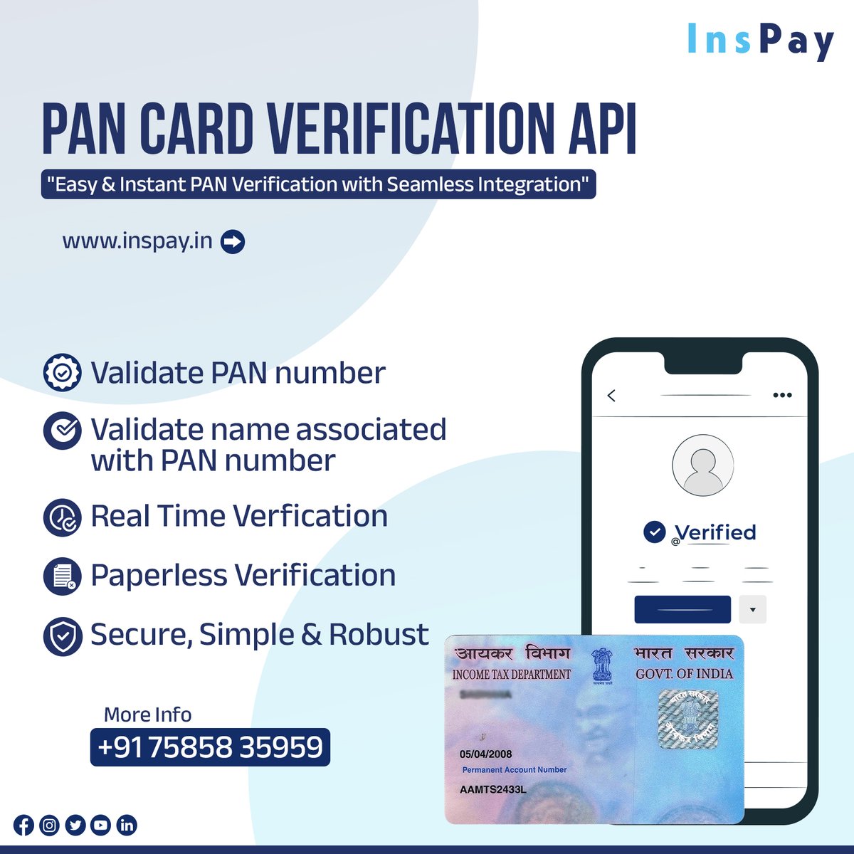 Inspaydigital's tweet image. #PANVerification APIs validates the PAN details against the latest updated PAN database. Leverage #Inspay PAN Verification API to automate PAN Verification at scale.
🌐 inspay.in 📞 7585835959
#apiprovider #indiastack #fintech #fintechstartup #api #startupindia #PAN