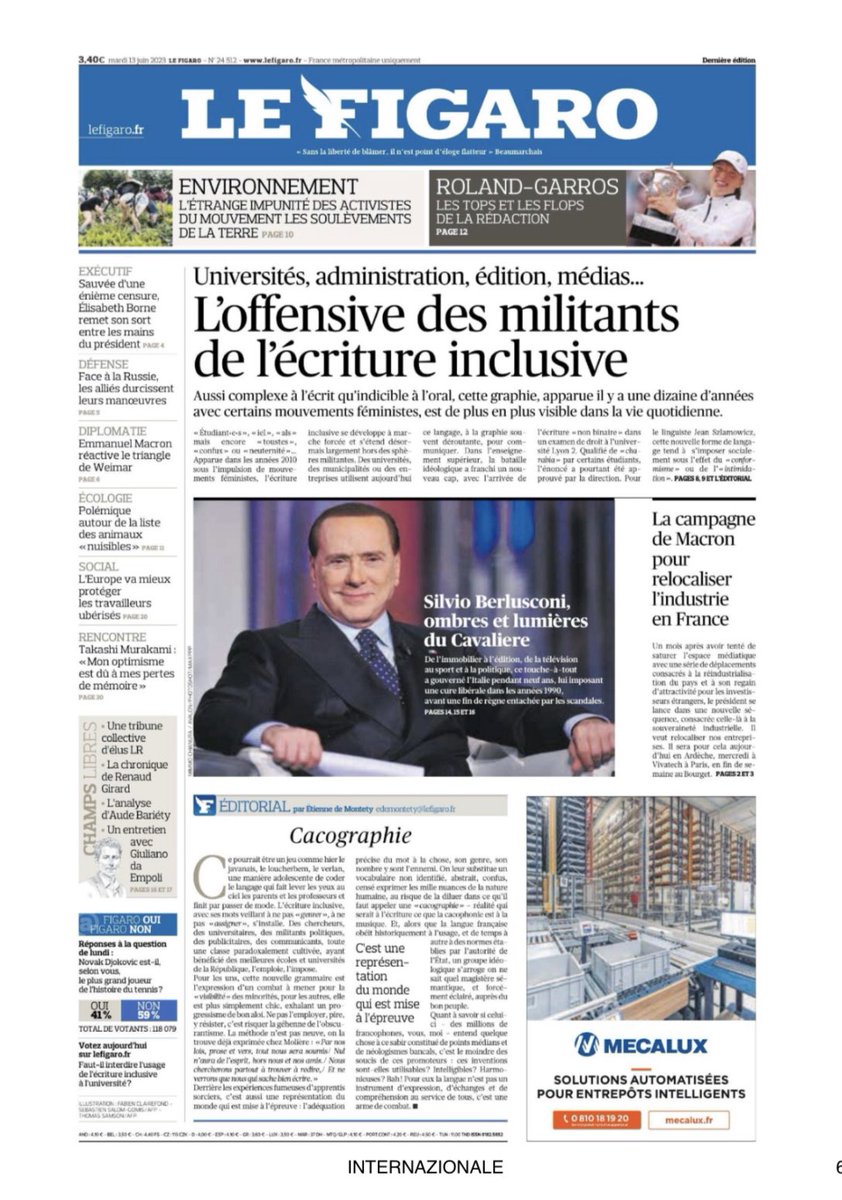 Non commento la scelta di alcuni giornali italiani. Oggi condivido la frase del mio amico Livio “abbiamo visto la storia passare”.
#SilvioBerlusconi