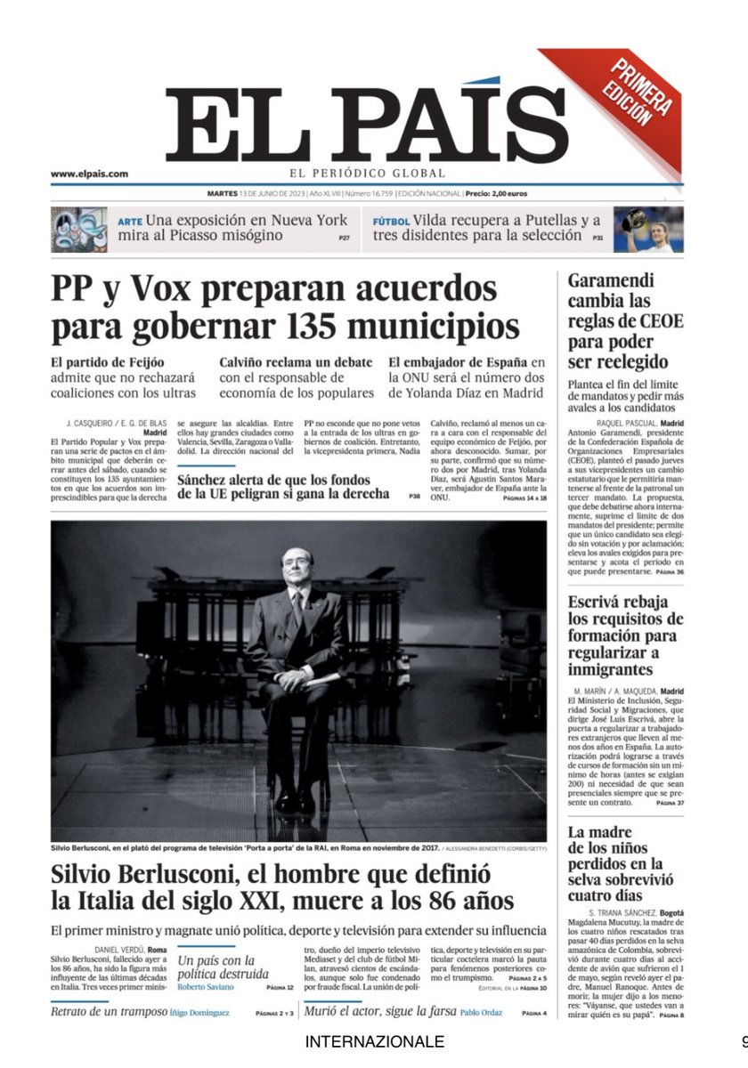ZizzaMichele's tweet photo. Non commento la scelta di alcuni giornali italiani. Oggi condivido la frase del mio amico Livio “abbiamo visto la storia passare”.
#SilvioBerlusconi https://t.co/TARhVNKohs