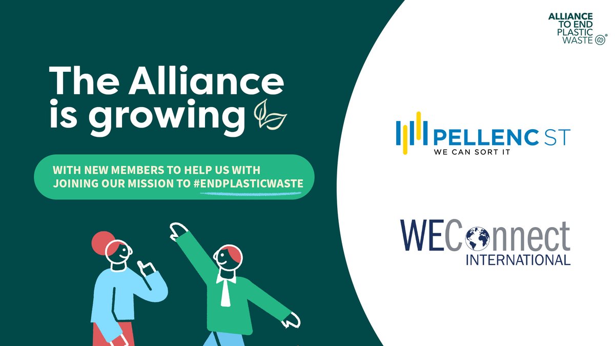 We are pleased to welcome Pellenc ST and WEConnect International aboard the Alliance, with each partner adding new perspectives and solutions to help #EndPlasticWaste. Read: endplasticwaste.org/en/news/the-al…