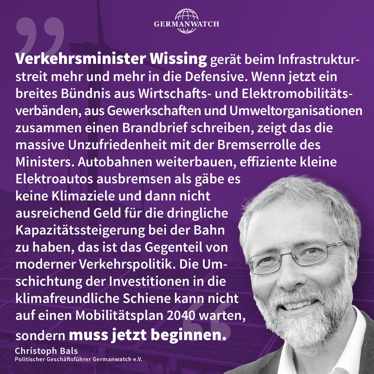 .<a href="/Wissing/">Volker Wissing</a> beim #Infrastrukturdialog in der Defensive: Breites Bündnis (<a href="/eMobilitaet_BEM/">BEM</a> <a href="/bnw_ev/">Bundesverband Nachhaltige Wirtschaft</a> #EVG...) zeigt mit Brandbrief massive Unzufriedenheit mit Bremserrolle d. Ministers. Investitionen in🚄 umschichten kann nicht mehr warten, so <a href="/christophbals/">christoph bals</a>.
📄germanwatch.org/de/88339