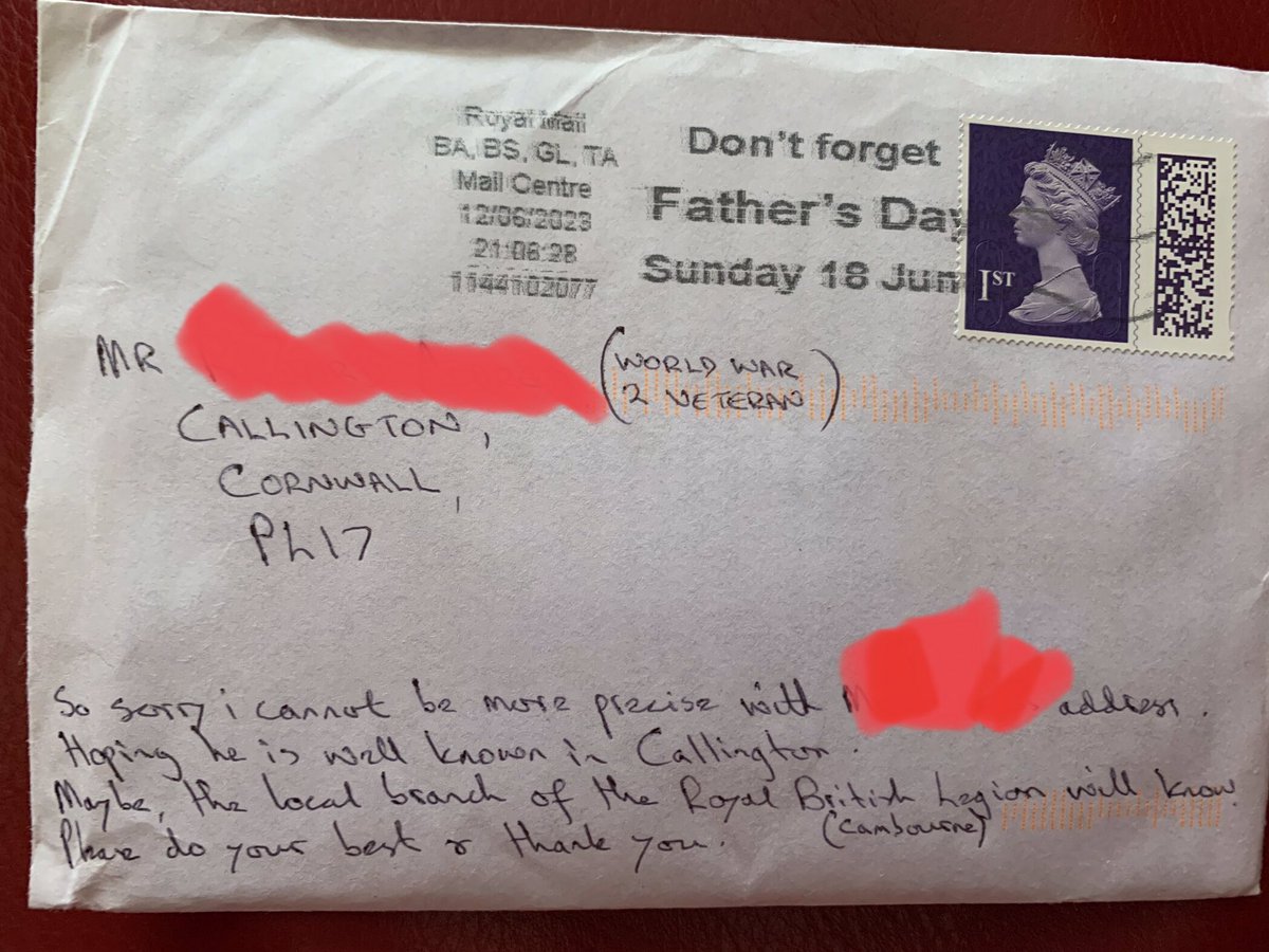 jgb3270's tweet image. This popped through my letterbox this morning, one phone call and result, I will be delivering to the gentleman concerned this morning. Am looking forward to a natter with the old boy