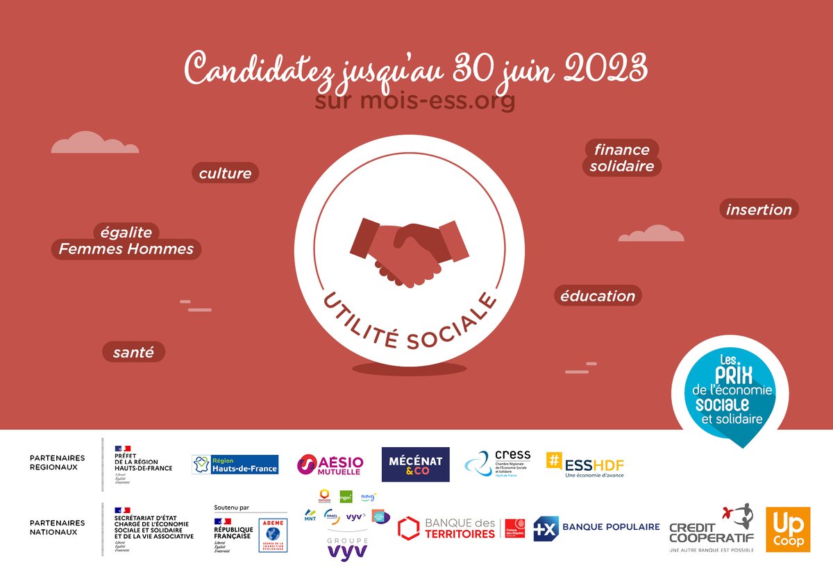 CressHdf's tweet photo. #Coopératives, #mutuelles, #fondations, #associations et #sociétés commerciales de l'#ESS peuvent candidater aux Prix de l'ESS 2023 〰️https://t.co/YnxM43bkvt
Vous portez un projet d’utilité sociale ou de transition écologique ? 🏆
#ESS #PrixESS22 @CressHdf @AesioMutuelle https://t.co/l4H97xqTLI