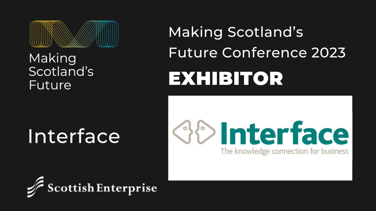 Newest exhibitor <a href="/InterfaceOnline/">Interface</a> focuses on connecting organisations and academia to help businesses grow!  Find them at Making Scotland's Future Conference on 22 June.

Find out more and book your tickets today 👉 makingscotlandsfutureconference.scot/sponsors

#MakingScotlandsFuture #academia