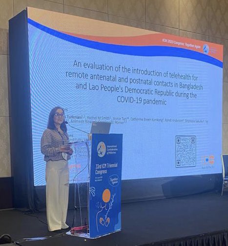 Congratulations @TurkmaniSabera on presenting our paper on telehealth implementation with colleagues in Lao PDR and Bangladesh @UNFPAAsiaPac @BreenKamkong @BurnetInstitute #ICM2023 #TogetherAgain