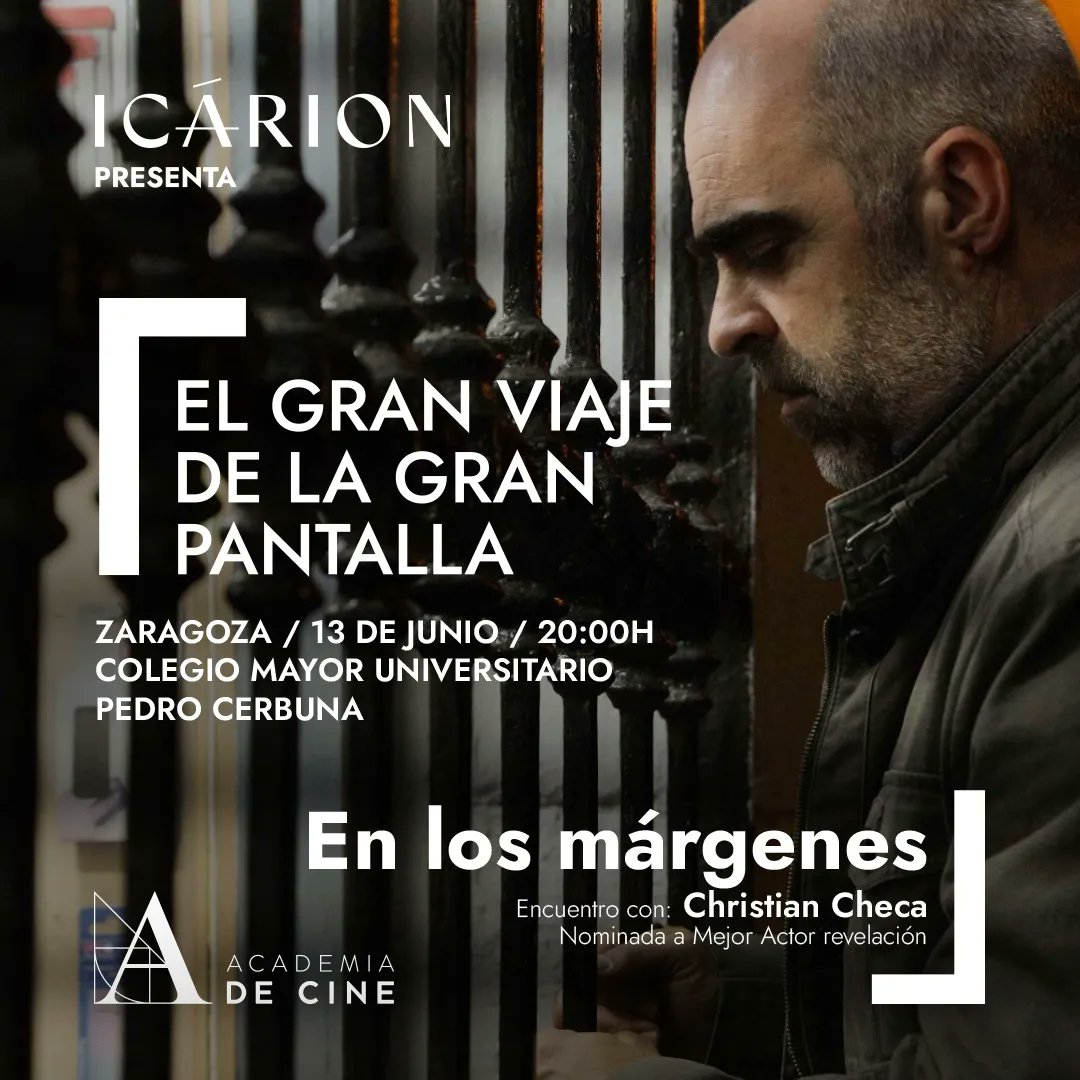 Academiadecine's tweet photo. Hoy a las 20h en Zaragoza, proyección gratuita de En los márgenes, de Juan Diego Botto + encuentro con el actor nominado al Goya Christian Checa @World2Meet 
https://t.co/ElsORef9A2 https://t.co/5jCRtJrb6K