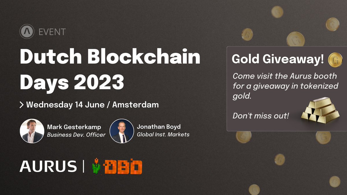 Crypto Event Tomorrow in Amsterdam! #DBD23
Spring is in the air! June is the month to reconnect and network, starting with the upcoming <a href="/dblockchaindays/">Dutch Blockchain Days</a> event in #Amsterdam which we are proud to attend as a gold partner! 🌷

Come visit our booth to meet the Aurus team and to get