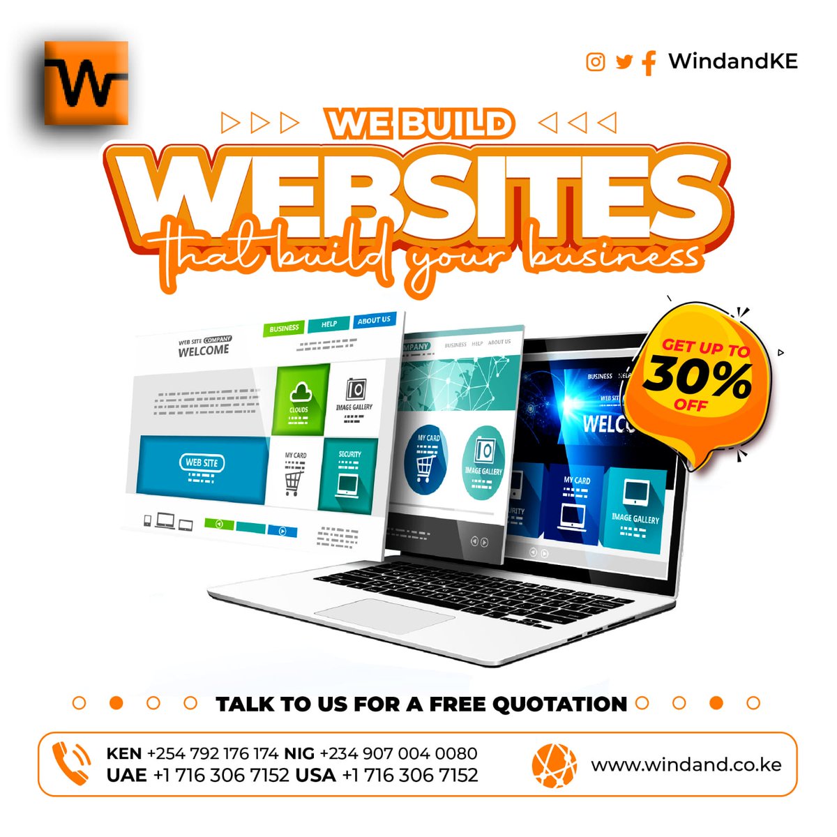 WindandKE's tweet image. Looking for website design services? We develop robust, scalable and high performance websites. 

Talk to us for a free quotation.

Call us: 0792176174 or 
Visit windand.co.ke

#WindandKE #GrowWithTech