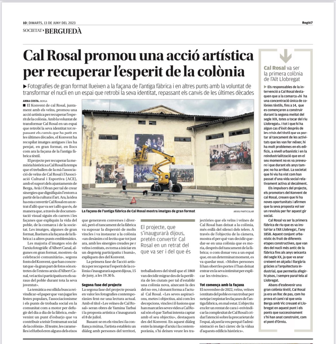 A través de l’objectiu de la càmera, mostra el per què van decidir quedar-se en una colònia que es moria, després del tancament de la fàbrica; o com donar veu a un espai que, en un determinat moment, es va quedar mut. regio7.cat/bergueda/2023/… <a href="/diariRegio7/">Regió7.cat</a>