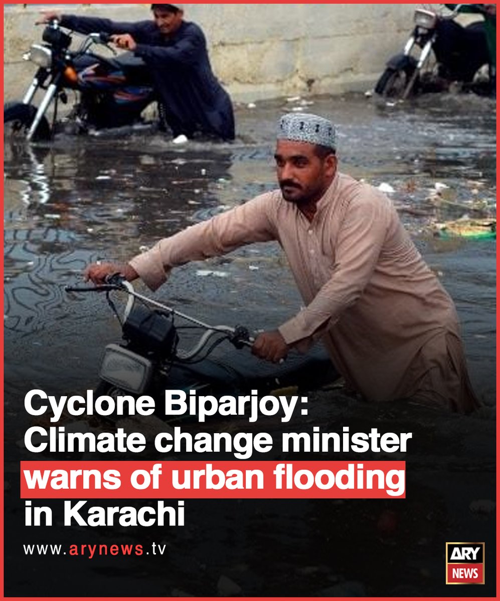 Taking to Twitter, the senator wrote: “Biparjoy Cyclone is real. Without panicking, people need to take PDMA Sindh and PDMA Balochistan advisories seriously for the coastal areas.

Read More: bitly.ws/IgSR

#ARYNews #Karachi #Cyclone #Biaparjoy