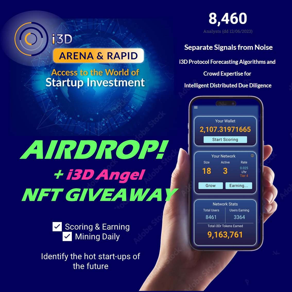 TaoWAR_AI's tweet photo. RT the i3D Angel NFT & Token Airdrop!

🏆 Prize fund: i3D Angel NFT valued at 200 MATIC
🚀 Giveaway every week until 31 August!
💲 Every NFT won gets 10,000 i3D$ Tokens
💲 Every i3D Rapid Download gets 1,000 i3D$
🔥 Every NFT gets lifelong Access to i3D Arena Data Dashboard!

❓ HOW
✅ Follow @i3D_Angels
✅ Like, RT & Tag 3 friends
✅ Download i3D Rapid App (use valid email)

iPhone: https://t.co/sND2OJpQW2
Android: https://t.co/NO6QaFR2Aa

i3D Angel NFT: https://t.co/bOxg6Kvrd9

@santi_cripto @Crypto_Texan @Nevermined_io 

#Airdrop #Giveaway #Crypto #NFT #BSC #Startup #Polygon 

* Every week we will use a Random Picker to identify the Winner using their handle. Winners will be contacted via DM and asked to send us their email address they used to sign up to the i3D Rapid. They will also be asked to send us their MetaMask Wallet Address to allow us to drop them their NFT and instructions for accessing the Data Dashboard