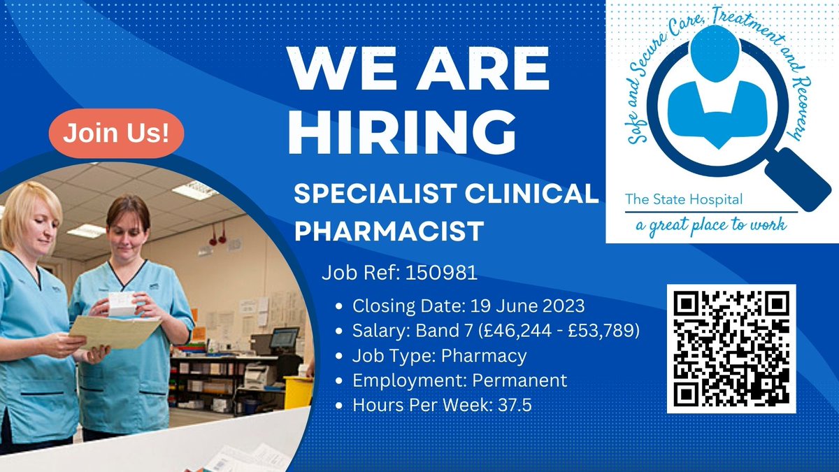 Have you ever considered a career in forensic mental health pharmacy? Would you like to play a key role in delivering a proactive and high-quality specialist clinical pharmacy service? We would love to meet you! Apply: apply.jobs.scot.nhs.uk/Job/JobDetail?