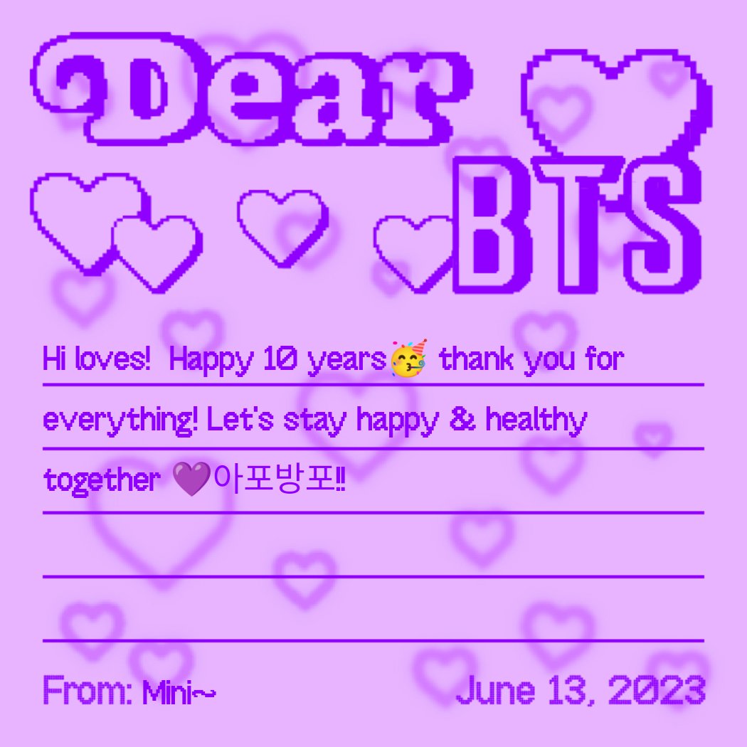 #Happy10thAnniversaryBTS 
#10yearswithBTS 
#BTS10thAnniversary 
#BTSFesta2023 
#HappyFeastday