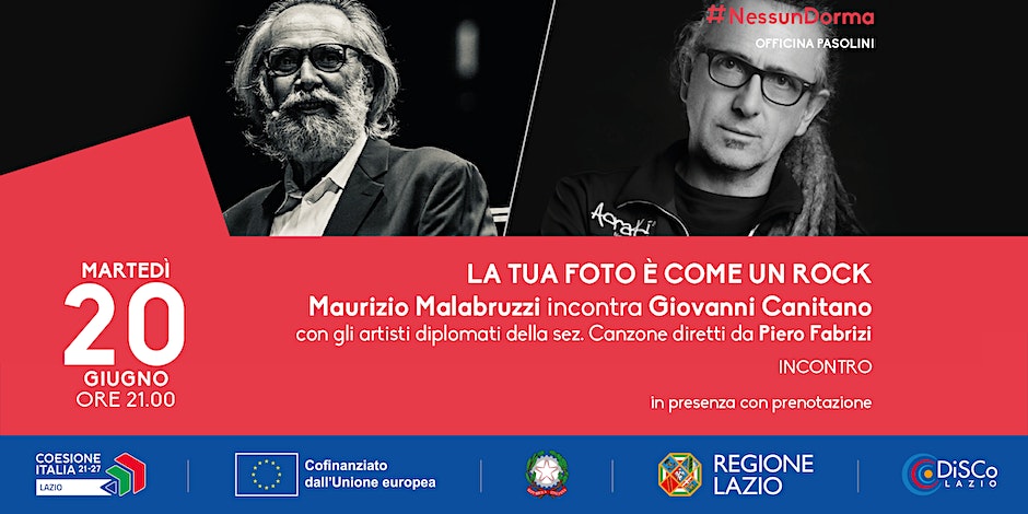 Il 20 alle 21 “La tua foto è come un rock”, con  Giovanni Canitano, autore di foto di Dylan,  Rolling Stones, Springsteen e tanti altri. Aneddoti intervallati dalla musica dei diplomati di Officina diretti da Piero Fabrizi. Prenota qui: bit.ly/OP_GiovanniCan…
Ingresso gratuito.