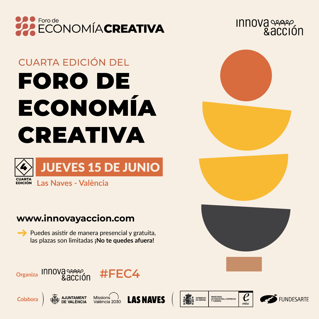 vlcinnovation's tweet photo. ICC 🟣 Torna el Fòrum d’Economia Creativa, la 4a edició ja de l’esdeveniment de referència a València dins de les Indústries Creatives i Culturals.
Entrada gratuïta (prèvia inscripció). Places limitades! 👉 https://t.co/nspNEMm5rP
#LasNavesICC #FEC4 @innovayaccion https://t.co/QTlPbQmBaI