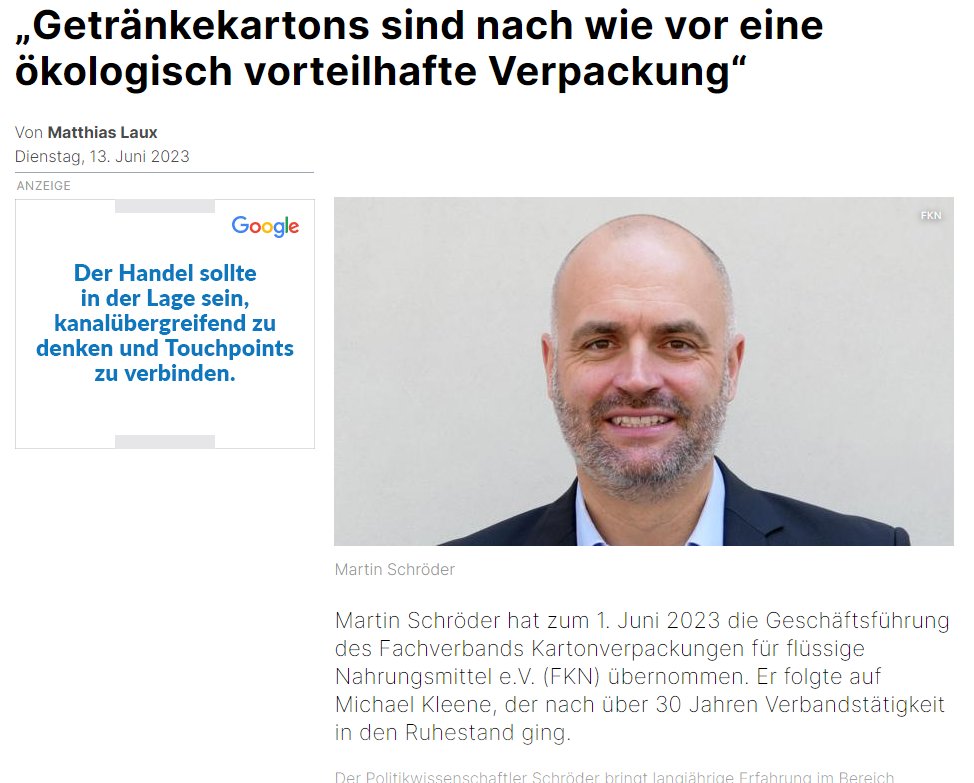 #Getränkekartons haben Brief und Siegel vom <a href="/Umweltbundesamt/">Umweltbundesamt</a>, dass ihre #Ökobilanz korrekt ist und sie als #Einweg-Verpackungen zu den ökologischsten Getränkeverpackungen gehören. Mein Interview mit <a href="/packREPORT_de/">Plattform Verpackung</a> hat Spaß gemacht!
<a href="/ifeu/">ifeu | find us on b…s…k…y</a> @delarabur @BMUV
packreport.de/maerkte/news/n…