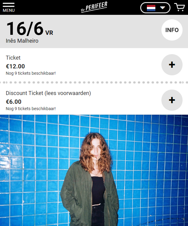 *TICKET ALERT* Het gaat ineens hard met de tickets voor Inês Malheiro in De Perifeer aankomende vrijdag 16 juni. Beter gok je niet op een ticket bij de deur. De laatste 9 tickets > perifeer.org/agenda/ines-ma…